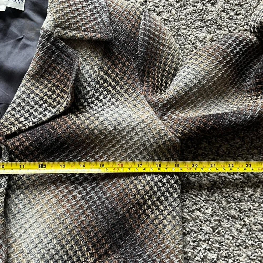 Vintage Pendleton Houndstooth Blazer Womens Small Snakeskin Tan 100% Wool Winter - Picture 6 of 8